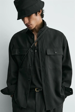 Свободная рубашка с карманами- Заказать в России