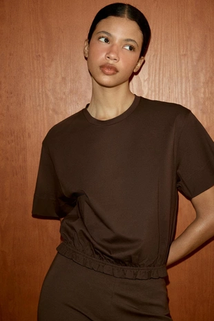 Dark brown | 4174/005/716 - Zara Футболка со сборками