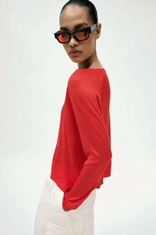 Red / Coral | 1509/015/649 - Zara Базовый свитер из тонкого трикотажа