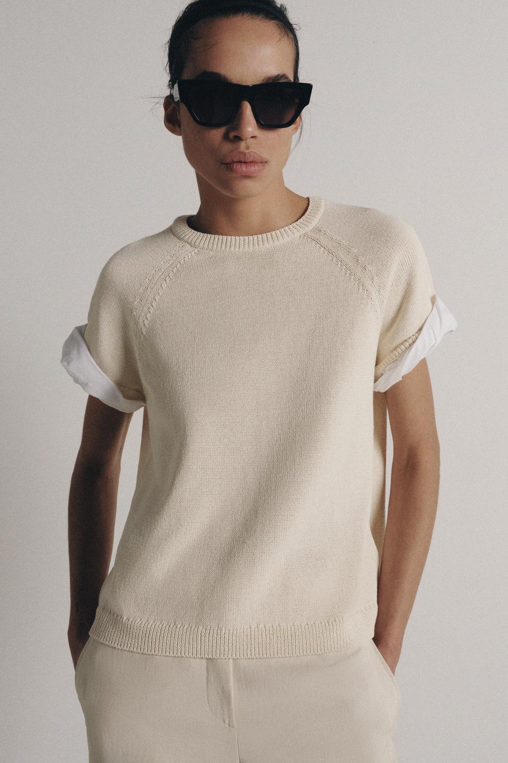 СВИТЕР С КОНТРАСТНЫМИ РУКАВАМИ