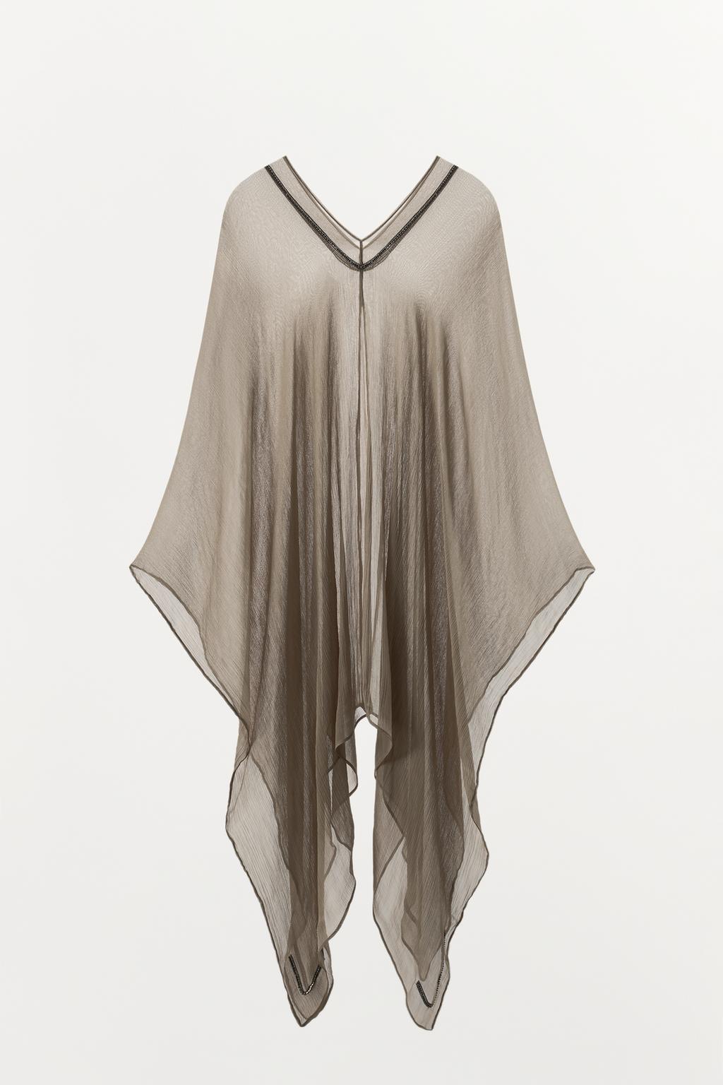 ДЛИННАЯ НАКИДКА ИЗ 100% ВИСКОЗЫ С БЛЕСТКАМИ