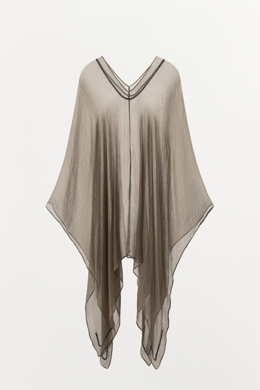 ДЛИННАЯ НАКИДКА ИЗ 100% ВИСКОЗЫ С БЛЕСТКАМИ