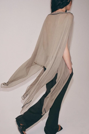 Длинная накидка из 100% вискозы с блестками- Заказать в России