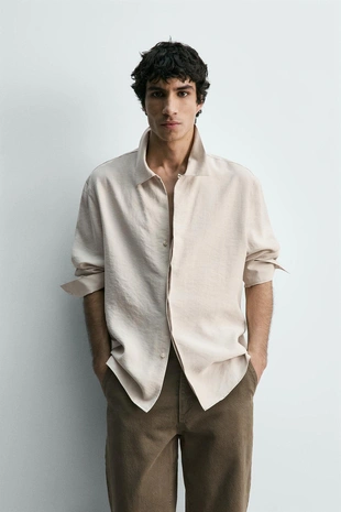 Рубашка струящегося покроя из смесового модала- Заказать в России