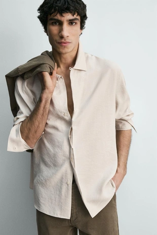 Рубашка струящегося покроя из смесового модала- Заказать в России