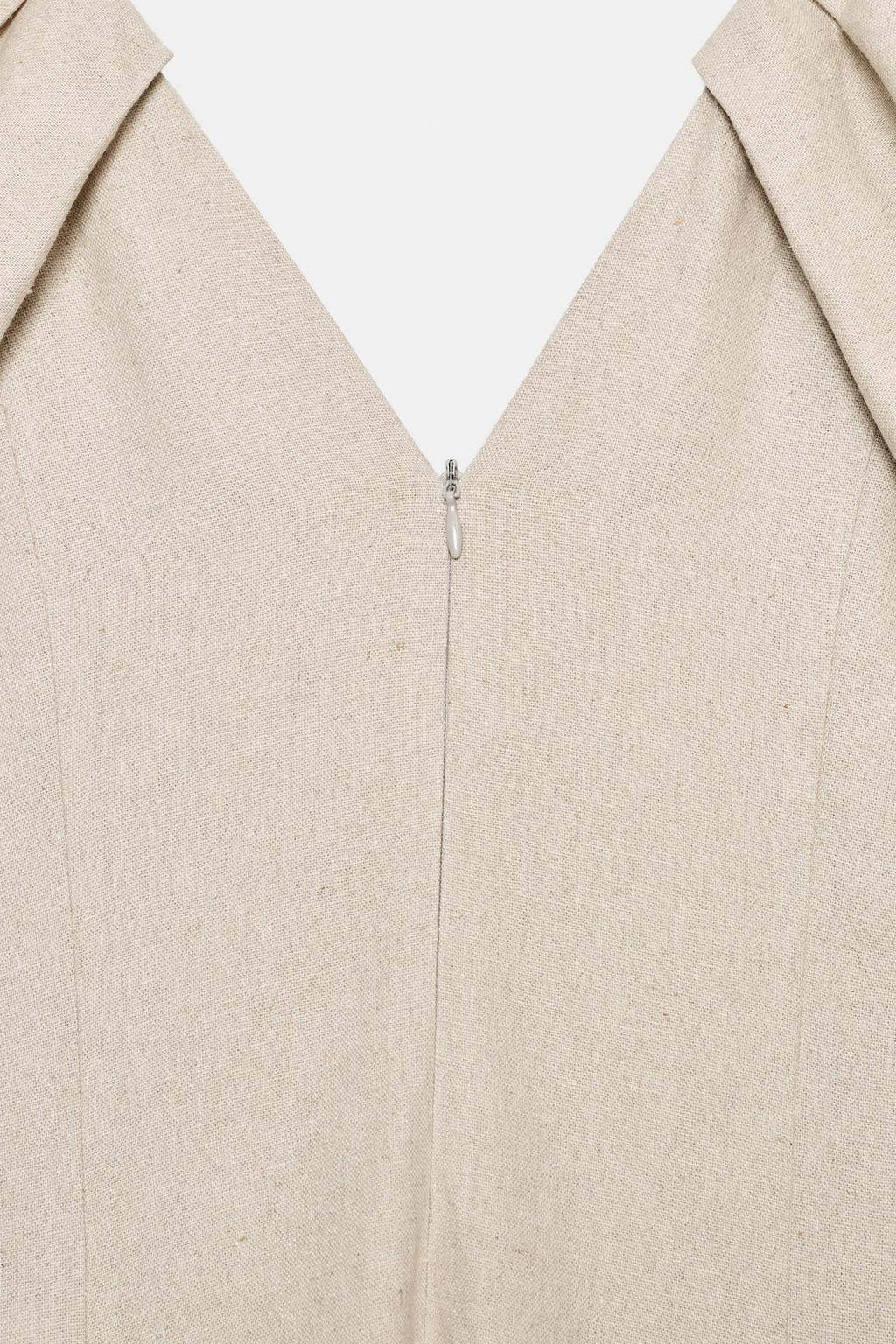 ПЛАТЬЕ МИДИ ИЗО ЛЬНА С ОБЪЕМНЫМИ РУКАВАМИ