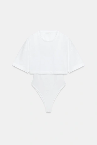 Комбинированное боди с укороченным топом- Заказать в России