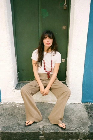 Прямые брюки с декоративной строчкой