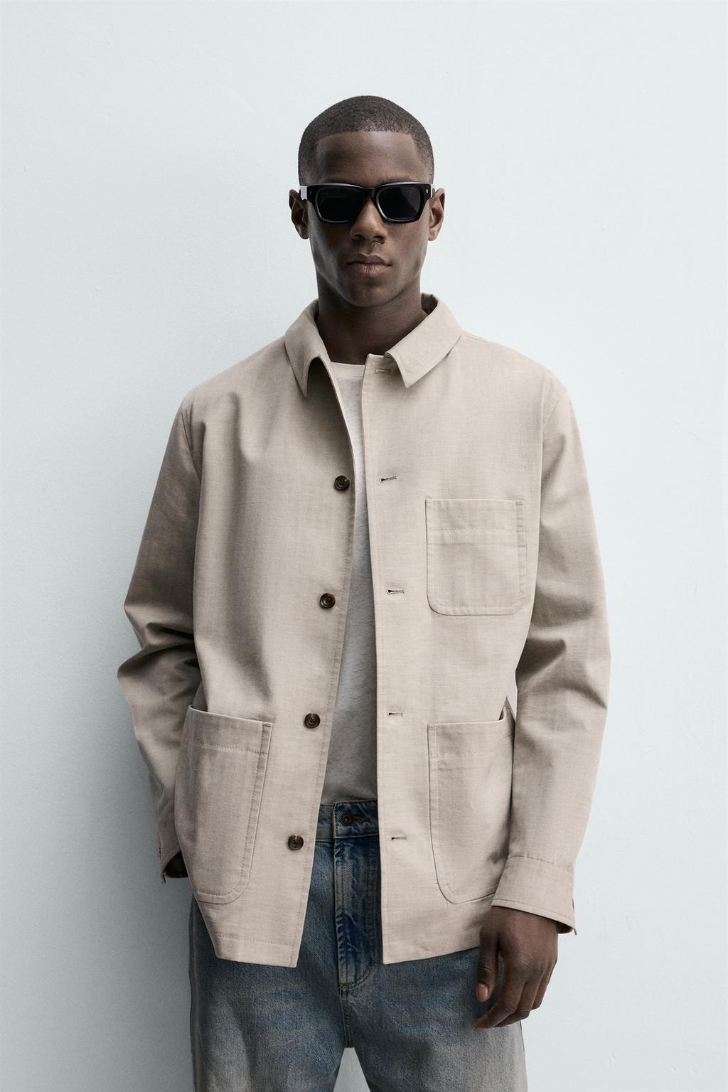 КУРТКА КЛАССИЧЕСКОГО КРОЯ ИЗ ТКАНИ В ЁЛОЧКУ