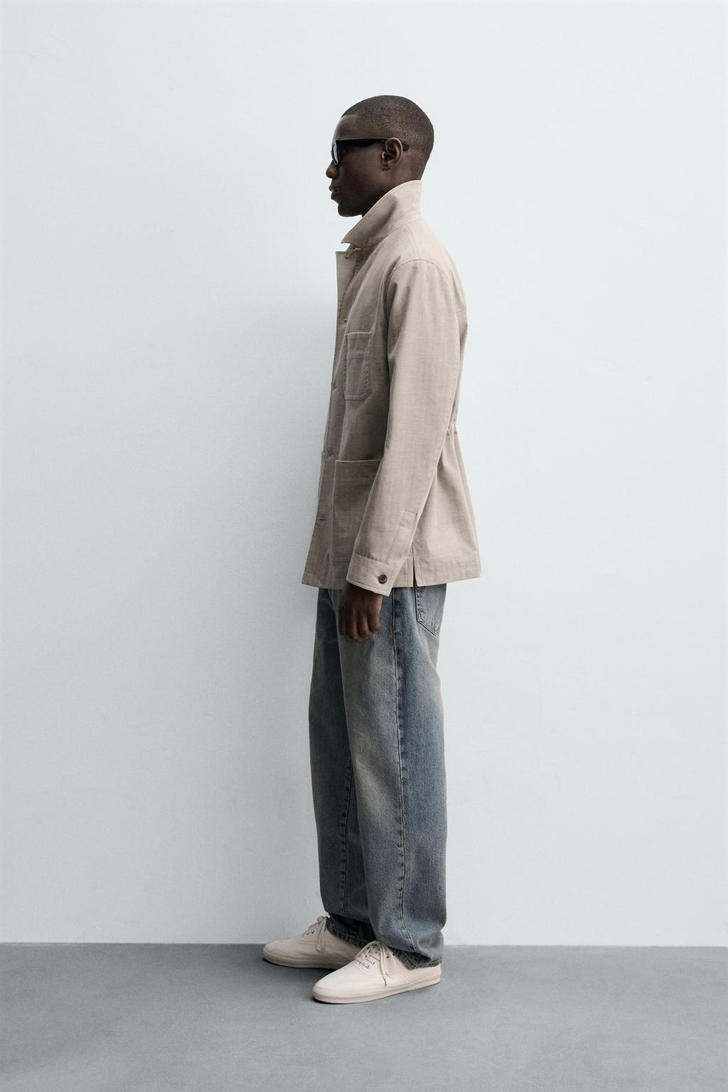 КУРТКА КЛАССИЧЕСКОГО КРОЯ ИЗ ТКАНИ В ЁЛОЧКУ