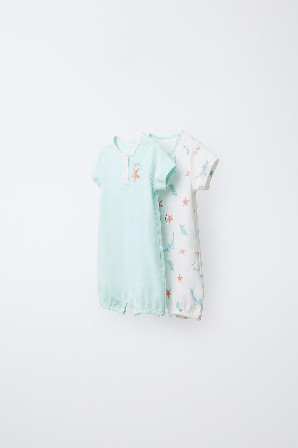 НАБОР ИЗ 2 КОМБИНЕЗОНОВ С МОРСКИМ ПРИНТОМ