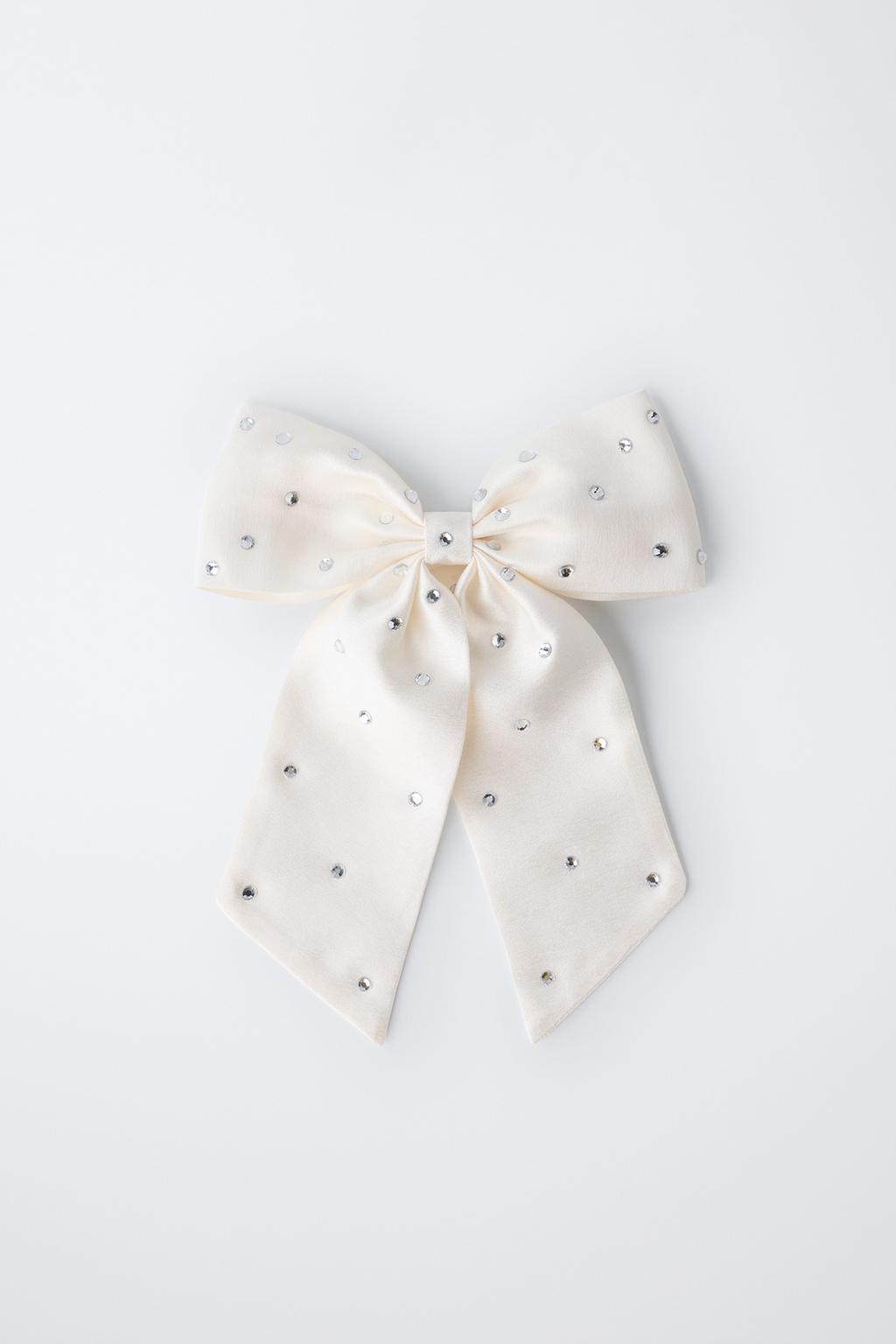 РЕЗИНКА ДЛЯ ВОЛОС С ЗАКОЛКОЙ И БАНТОМ С УКРАШЕНИЯМИ