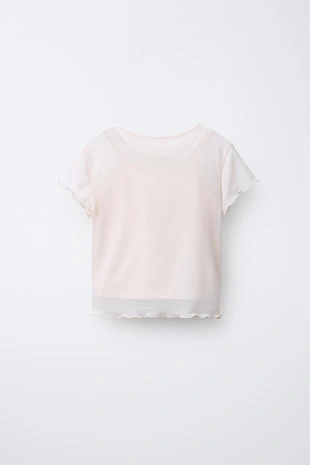 Футболка из двойного тюля с цветком- Заказать в России