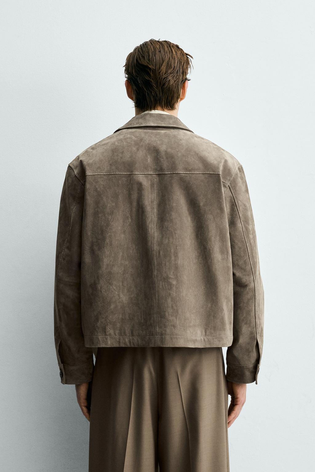 УКОРОЧЕННАЯ КУРТКА-РУБАШКА ИЗ ЗАМШИ