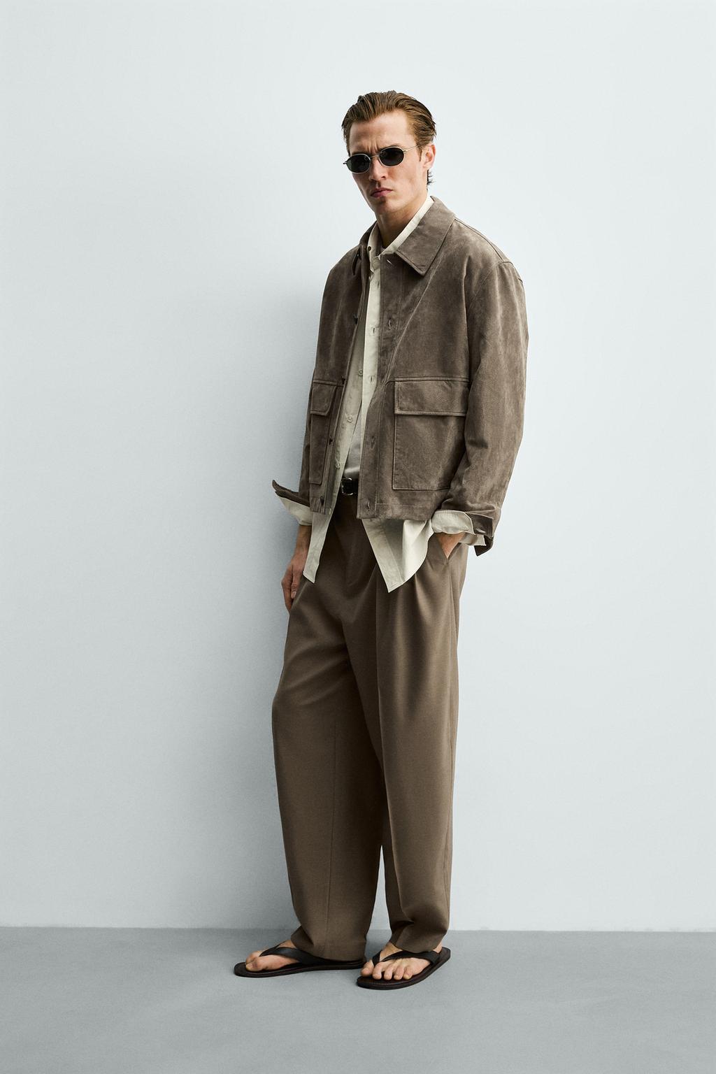 УКОРОЧЕННАЯ КУРТКА-РУБАШКА ИЗ ЗАМШИ