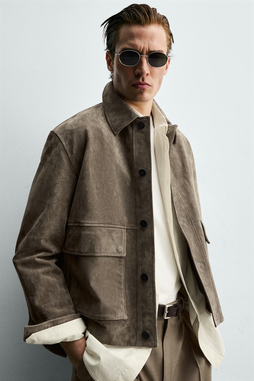 УКОРОЧЕННАЯ КУРТКА-РУБАШКА ИЗ ЗАМШИ