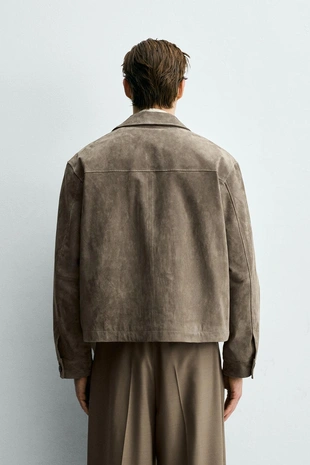 Укороченная куртка-рубашка из замши- Заказать в России