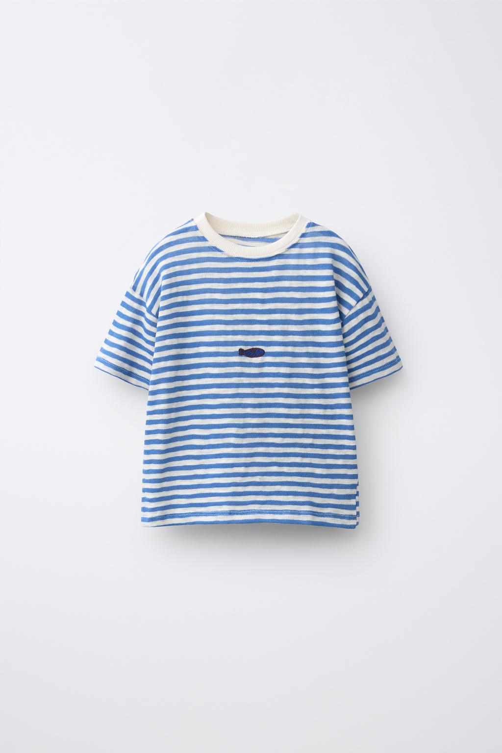 ФУТБОЛКА В ПОЛОСКУ С ВЫШИВКОЙ «РЫБА»