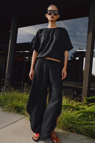 Льняной топ на шнурках — Zw Collection- Заказать в России