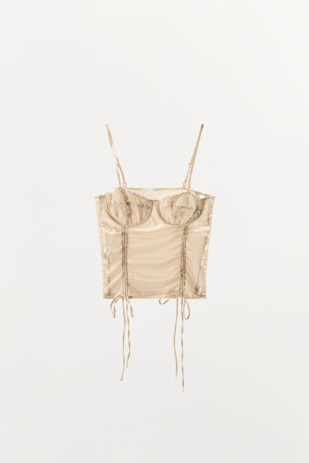 КОРСЕТНЫЙ ТОП С КОМБИНИРОВАННЫМ КРУЖЕВОМ