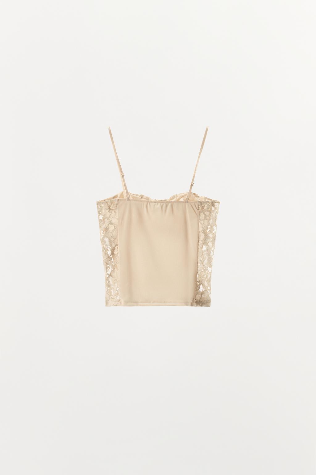 КОРСЕТНЫЙ ТОП С КОМБИНИРОВАННЫМ КРУЖЕВОМ