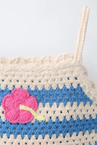 Топ из кружева кроше в полоску