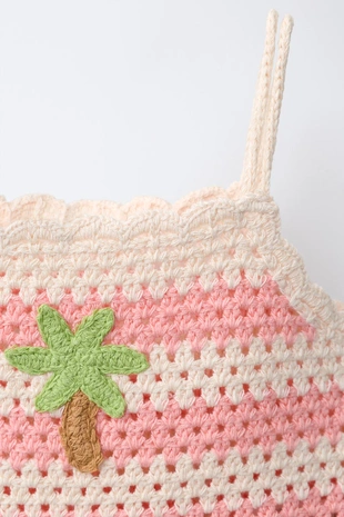 Топ из кружева кроше в полоску