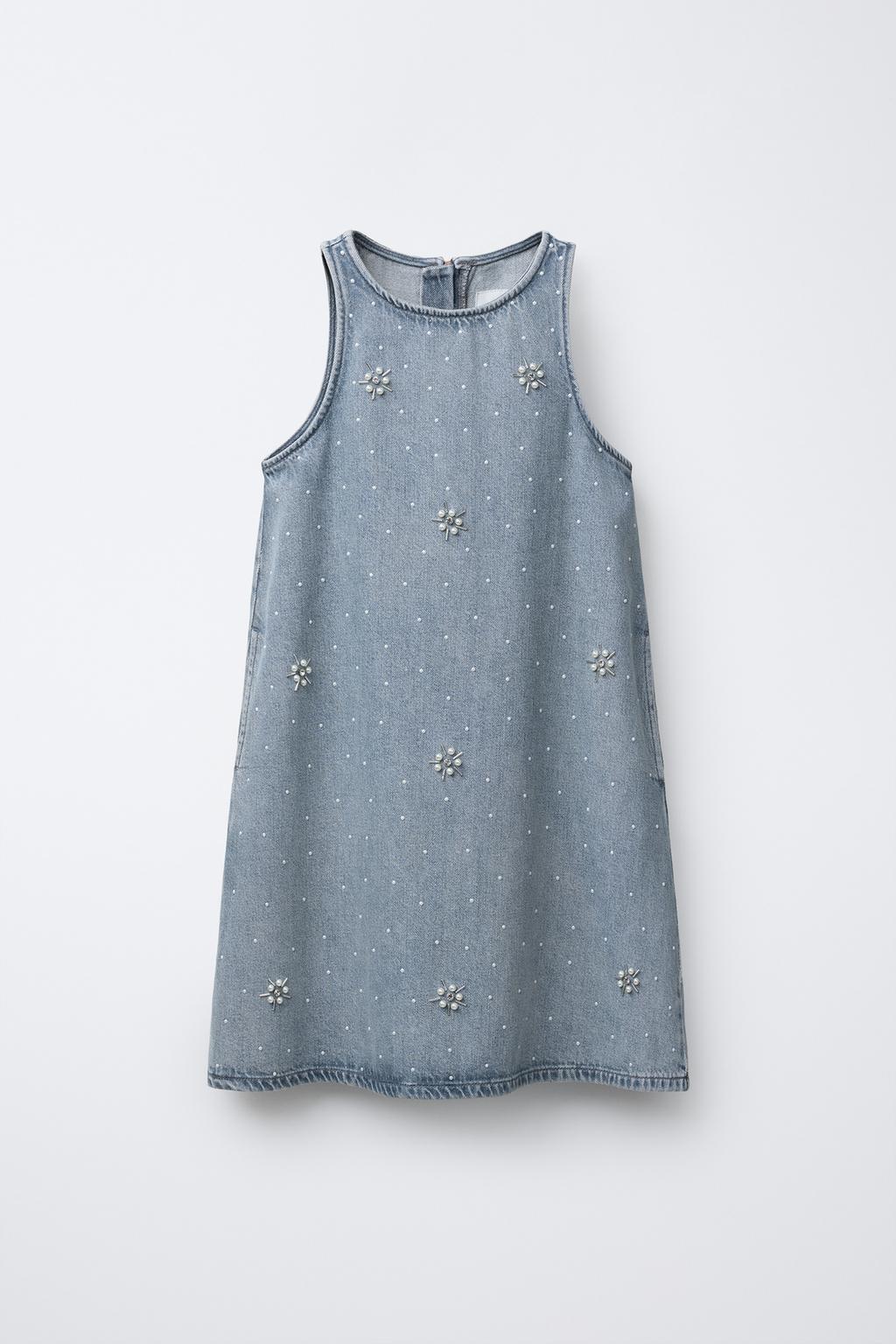 ДЖИНСОВОЕ ПЛАТЬЕ С ЖЕМЧУГОМ