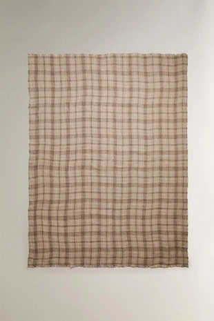 Плед из льна в клетку- Заказать в России