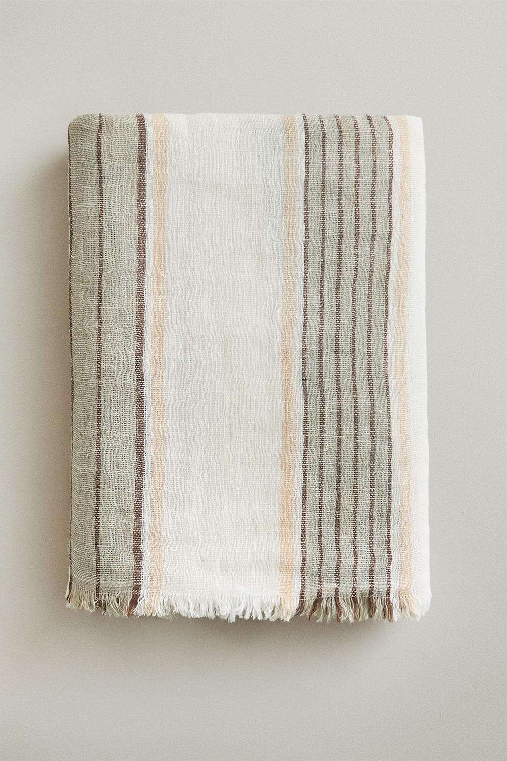 Плед из льна в клетку