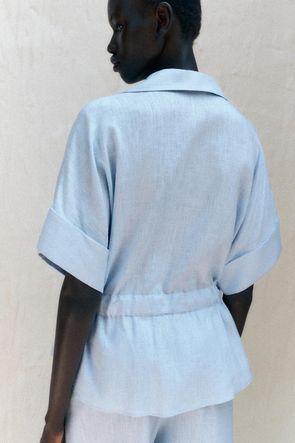 РУБАШКА САФАРИ ИЗ СМЕСОВОГО ЛЬНА