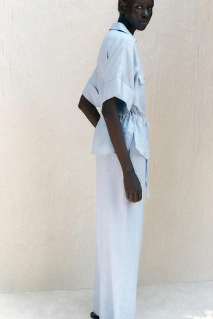 Рубашка сафари из смесового льна- Заказать в России