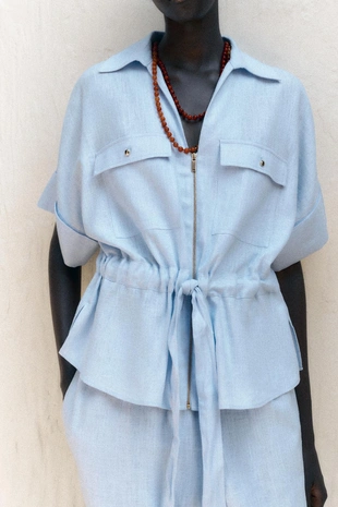 Рубашка сафари из смесового льна- Заказать в России