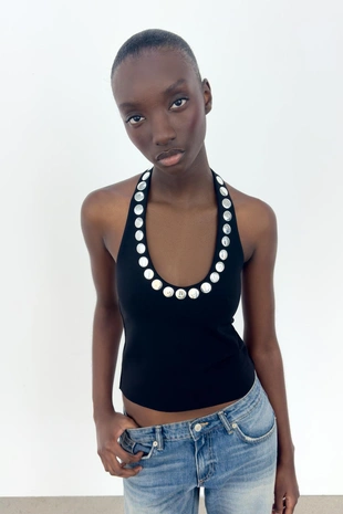 Топ халтер с заклепками- Заказать в России