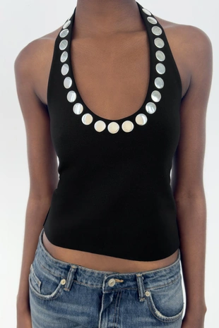 Топ халтер с заклепками- Заказать в России