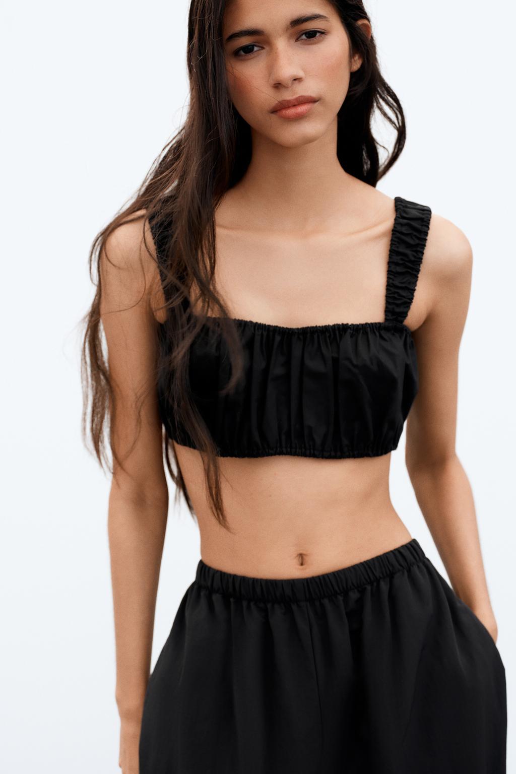 КРОП-ТОП ИЗ ПОПЛИНА СО СБОРКАМИ