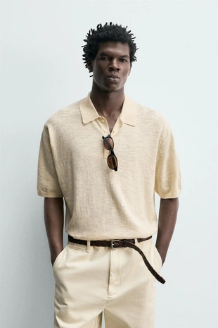 Поло из хлопка и льна- Заказать в России