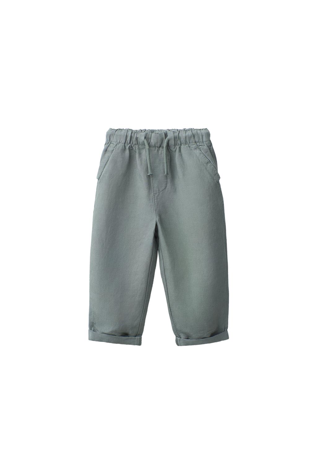 БРЮКИ СТРУЯЩЕГОСЯ КРОЯ ИЗ СМЕСОВОГО ЛЬНА