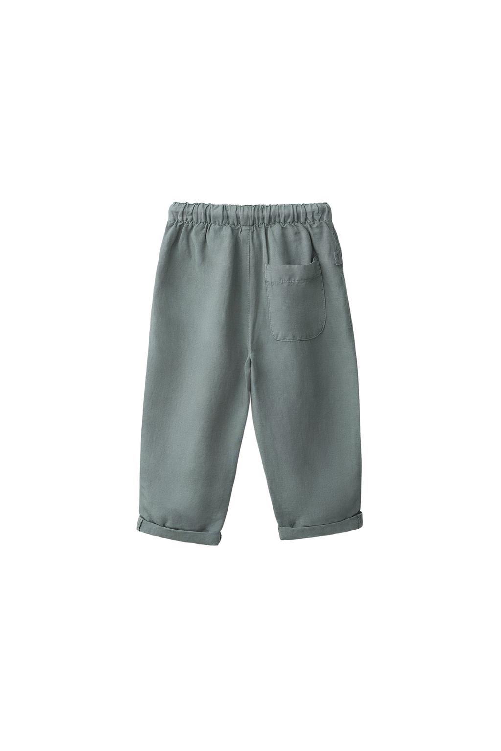 БРЮКИ СТРУЯЩЕГОСЯ КРОЯ ИЗ СМЕСОВОГО ЛЬНА