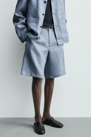 Шорты Relaxed Fit из 100% льна- Заказать в России