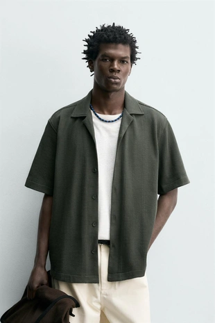 Рубашка Regular Fit из рельефной ткани