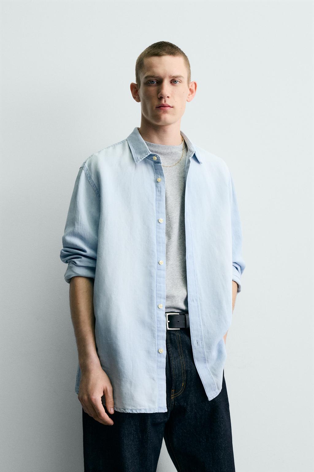 ДЖИНСОВАЯ РУБАШКА ИЗ ЛЬНА И ХЛОПКА
