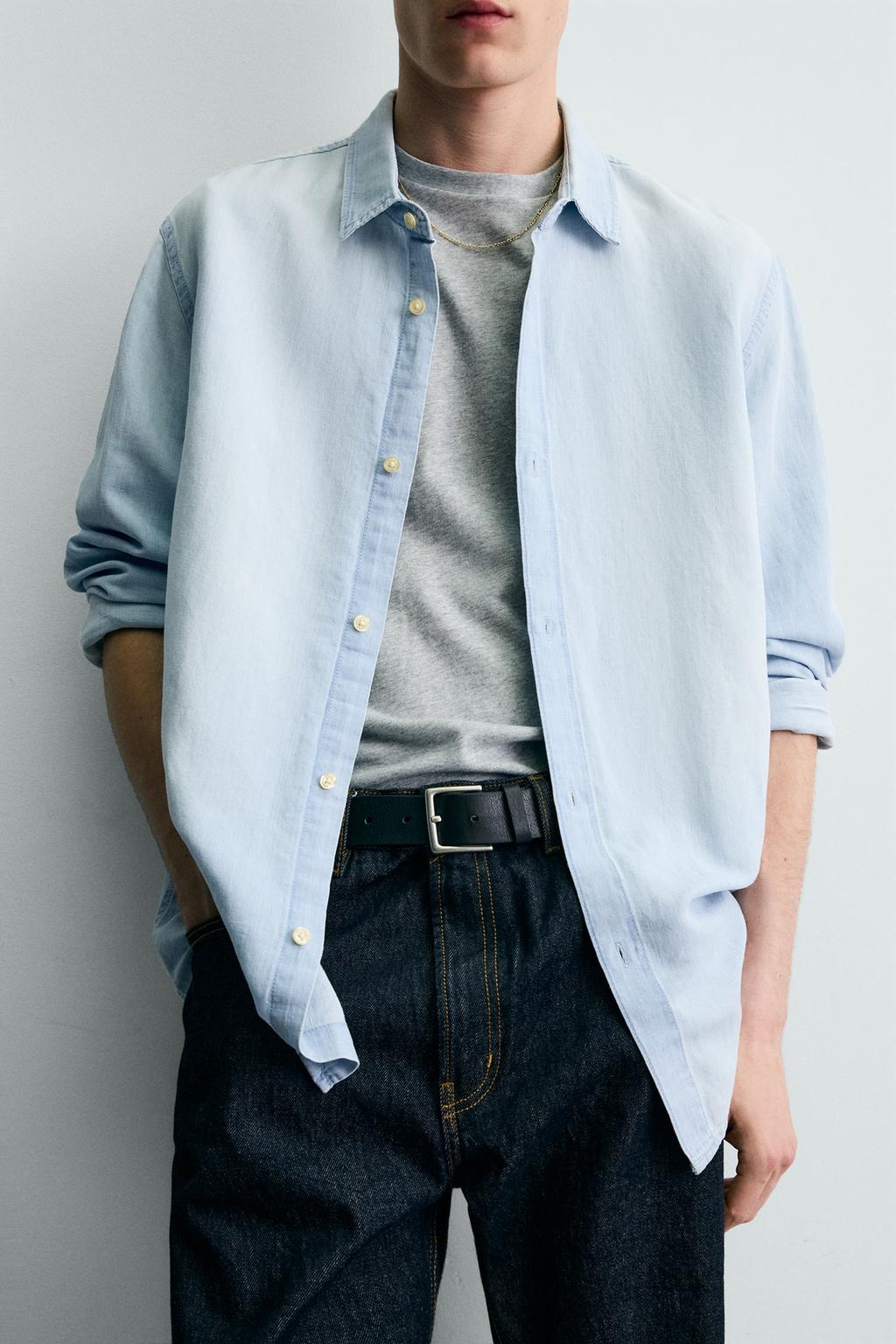 ДЖИНСОВАЯ РУБАШКА ИЗ ЛЬНА И ХЛОПКА