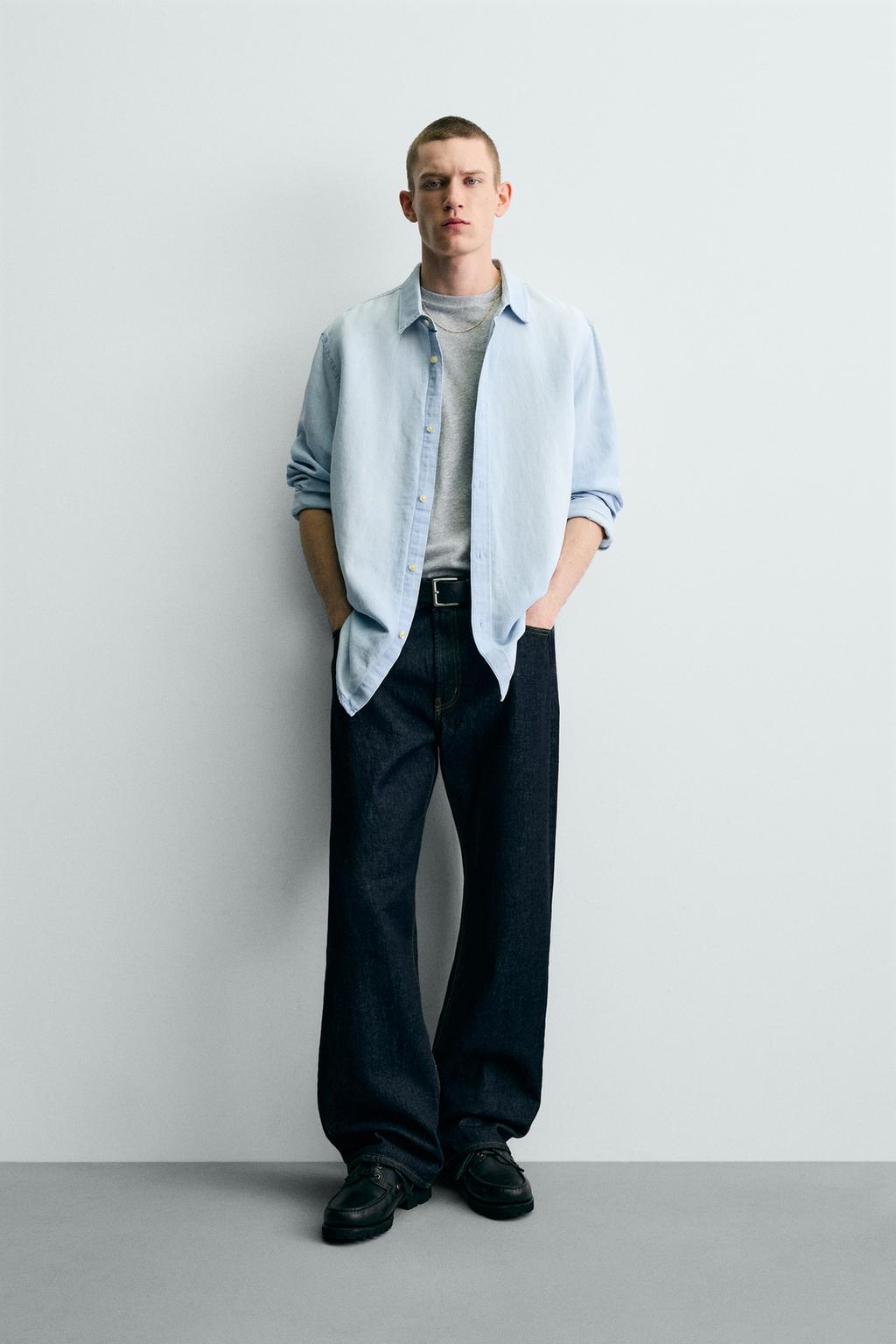 ДЖИНСОВАЯ РУБАШКА ИЗ ЛЬНА И ХЛОПКА