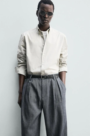 Брюки Relaxed Fit со складками- Заказать в России