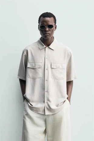 Рубашка Relaxed Fit с карманами- Заказать в России