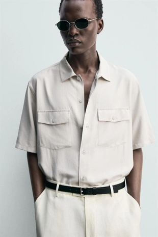 Рубашка Relaxed Fit с карманами- Заказать в России