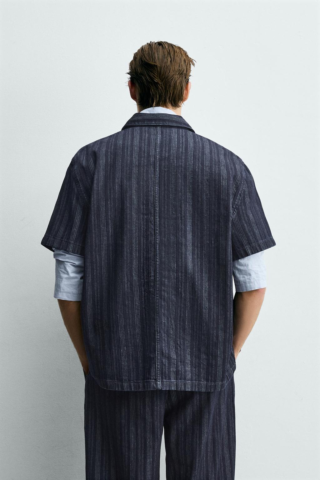 ЖАККАРДОВАЯ РУБАШКА В ПОЛОСКУ СВОБОДНОГО КРОЯ