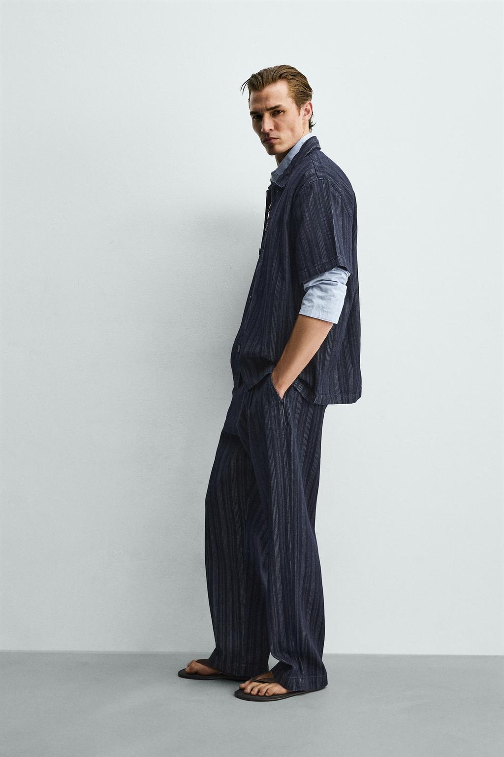 ЖАККАРДОВАЯ РУБАШКА В ПОЛОСКУ СВОБОДНОГО КРОЯ