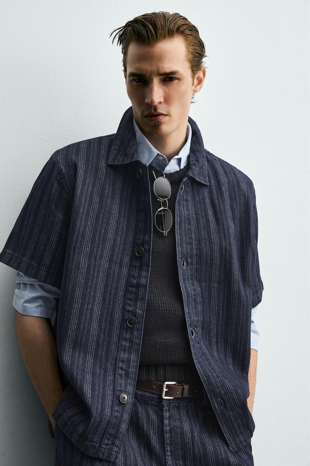 ЖАККАРДОВАЯ РУБАШКА В ПОЛОСКУ СВОБОДНОГО КРОЯ